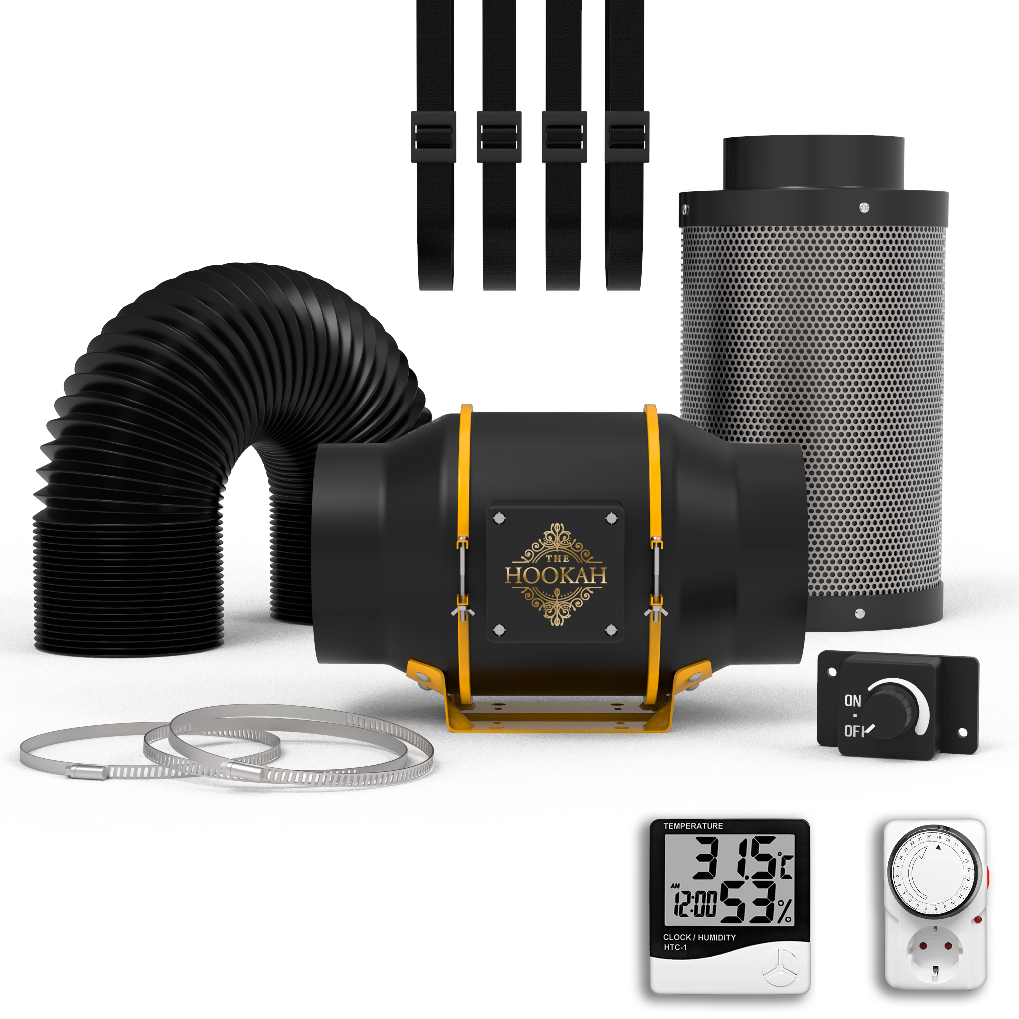 Premium Grow KIT Rohrventilator 150mm Aktivkohlefilter Komplettset