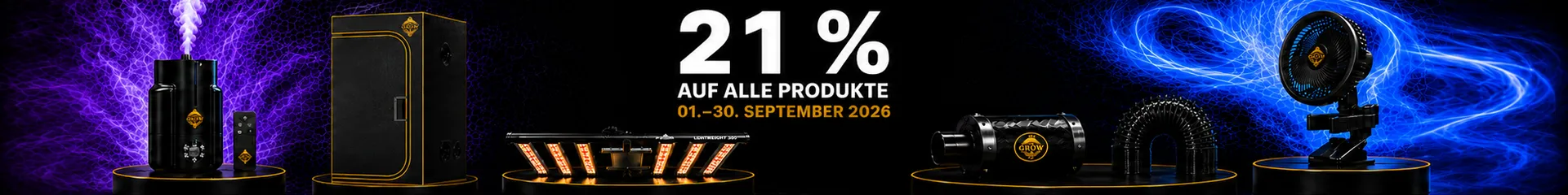 21 Prozent Rabatt auf alle Produkte bei The Hookah Grow bis 30. September 2026