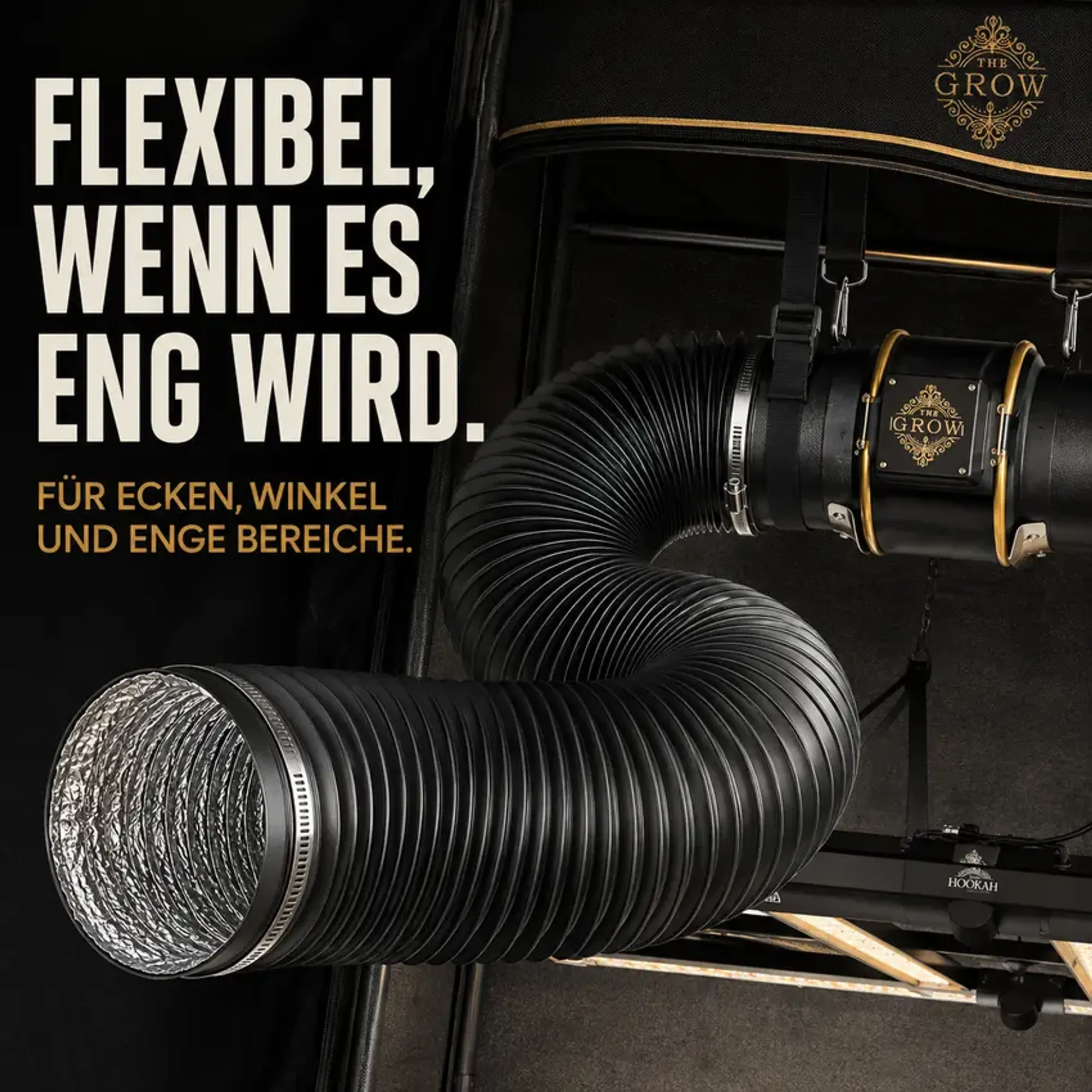 Flexibel verlegter Lüftungsschlauch mit sinnvollen Biegeradien